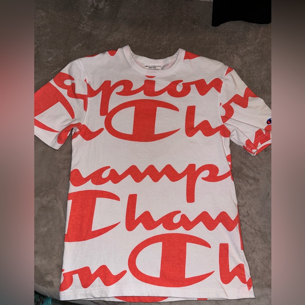 Champion Heritage All Over Print Script Logo T Shirt